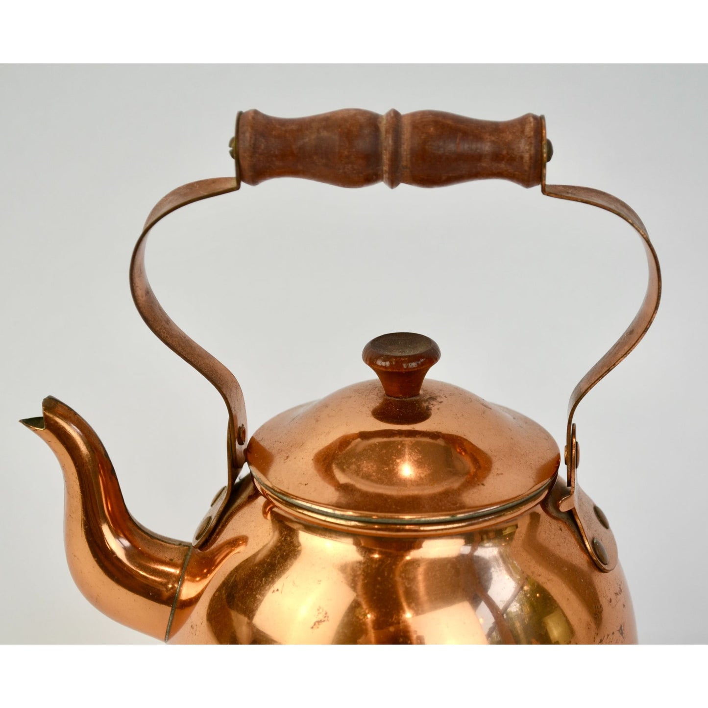 ODI Portugal Copper Teapot Wooden Handle Vintage
