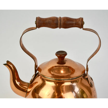 ODI Portugal Copper Teapot Wooden Handle Vintage