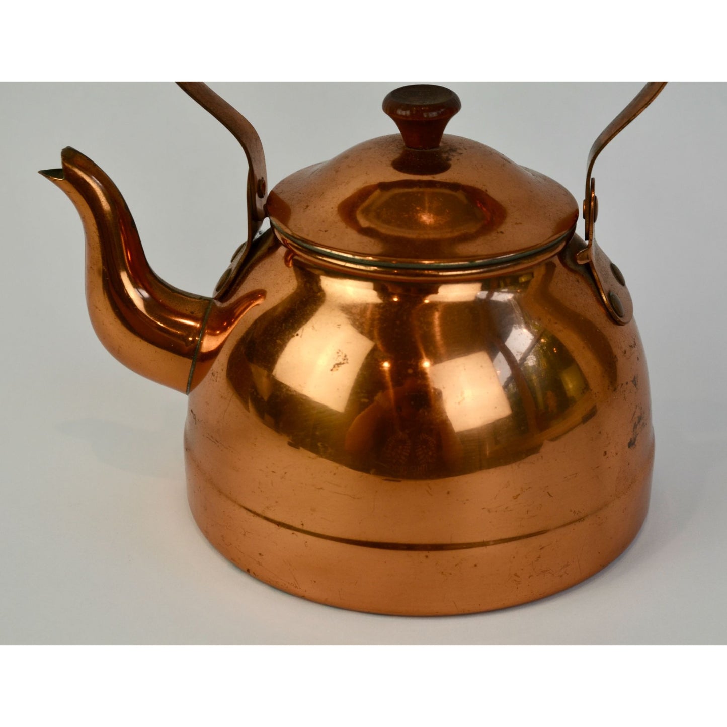 ODI Portugal Copper Teapot Wooden Handle Vintage