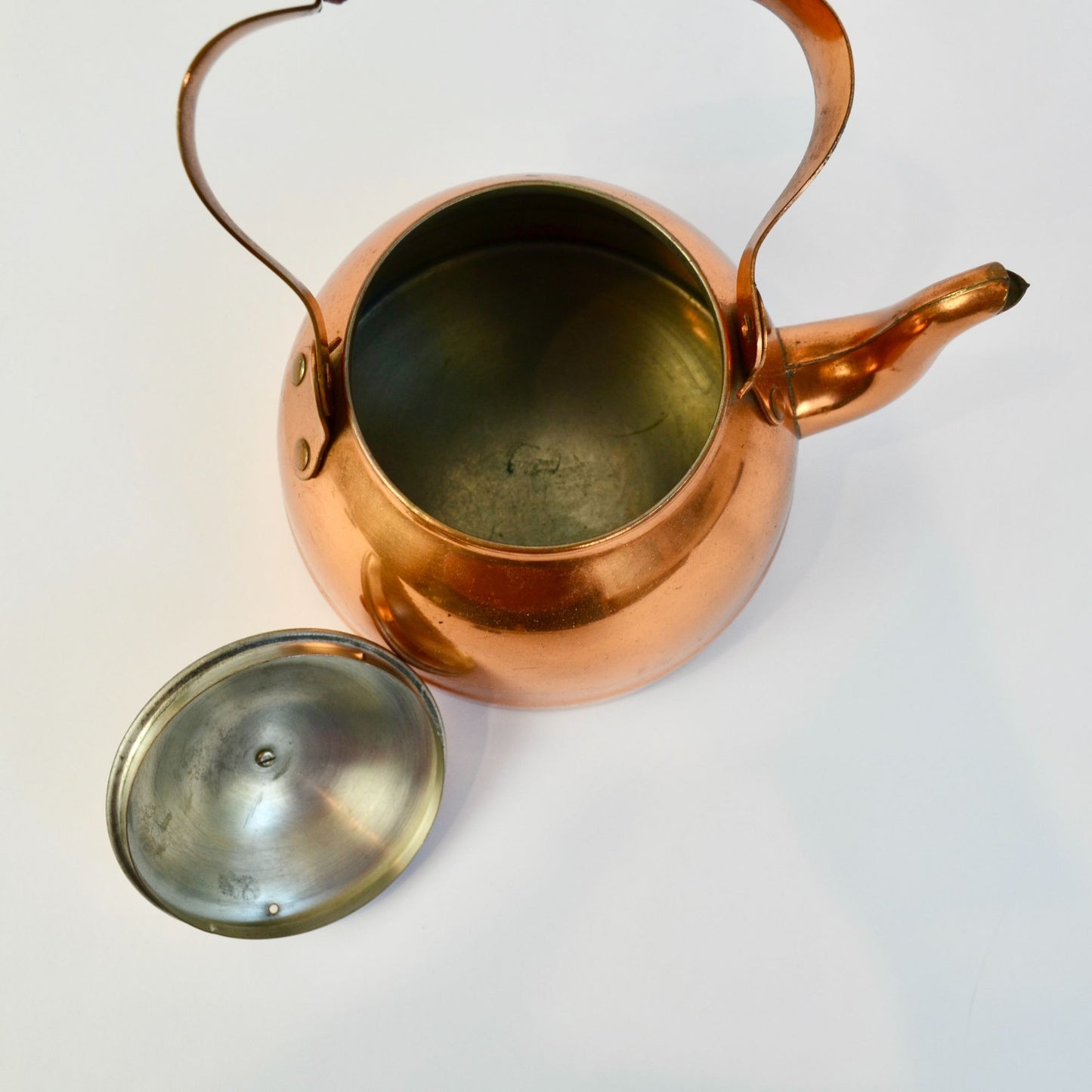 ODI Portugal Copper Teapot Wooden Handle Vintage