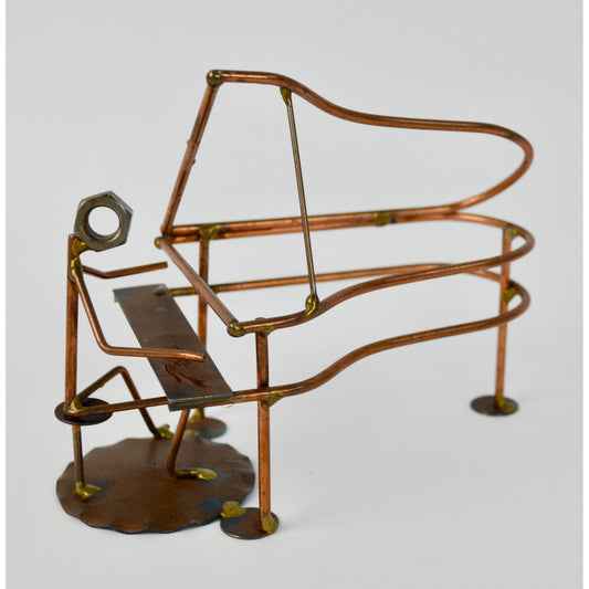 Handcrafted Rock Creek Metal Craft Folk Art Grand Piano Sculpture Musician