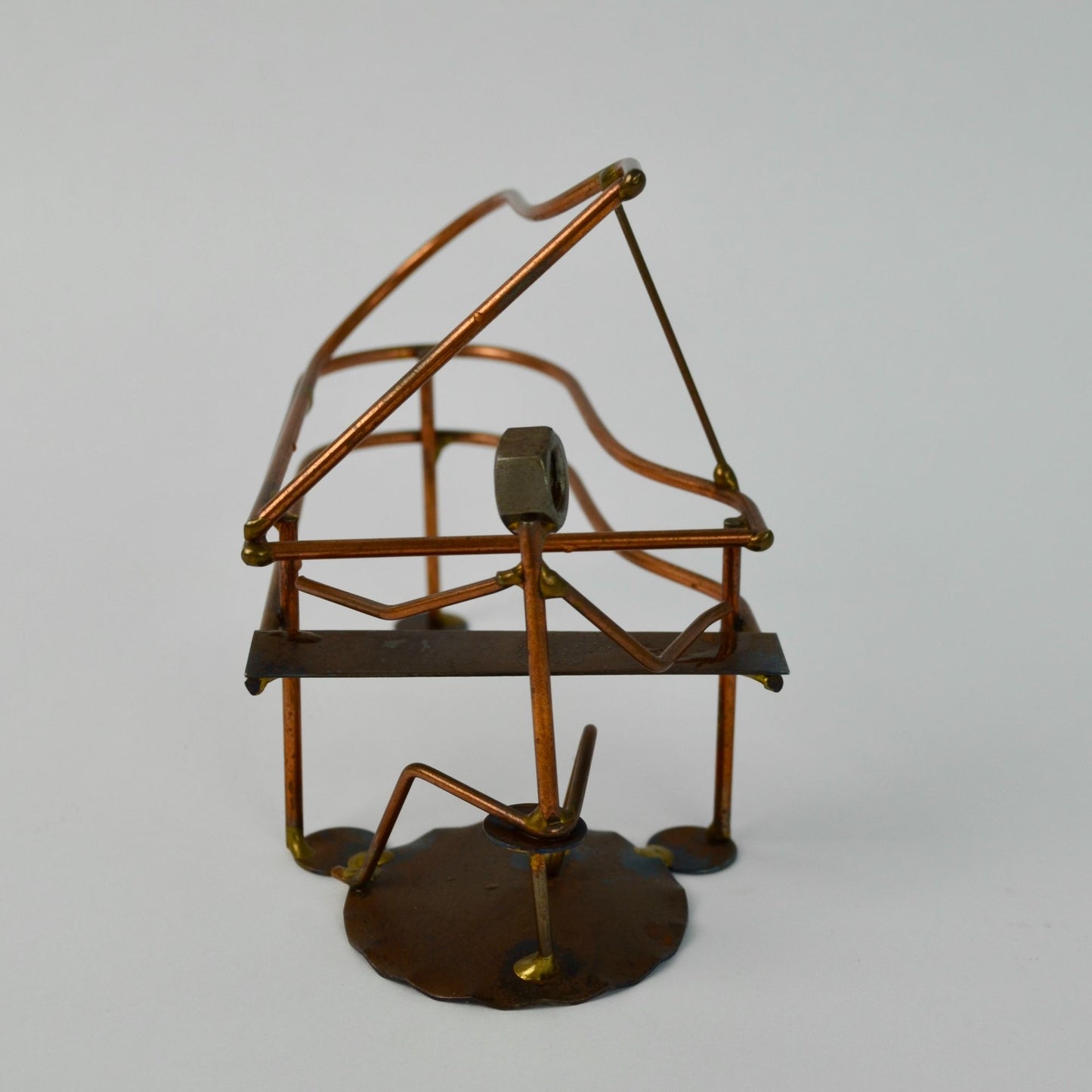 Handcrafted Rock Creek Metal Craft Folk Art Grand Piano Sculpture Musician