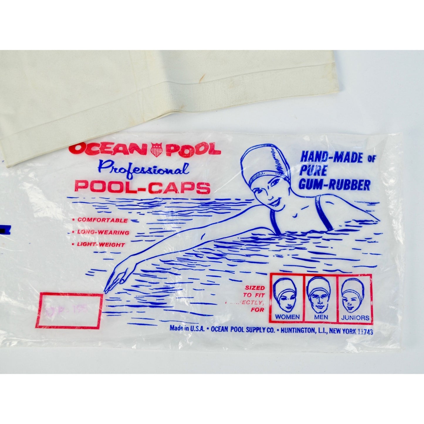 Vintage OCEAN POOL Gum Rubber Women Men Junior Swim Cap NOS in Package White