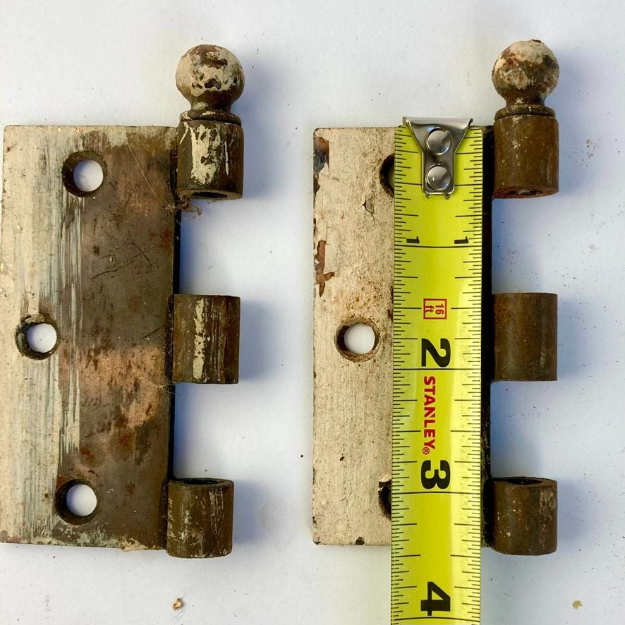 Lot 2 Antique Copper? Brass? Hinge Parts 3.5" Ball Finials Architectural Salvage