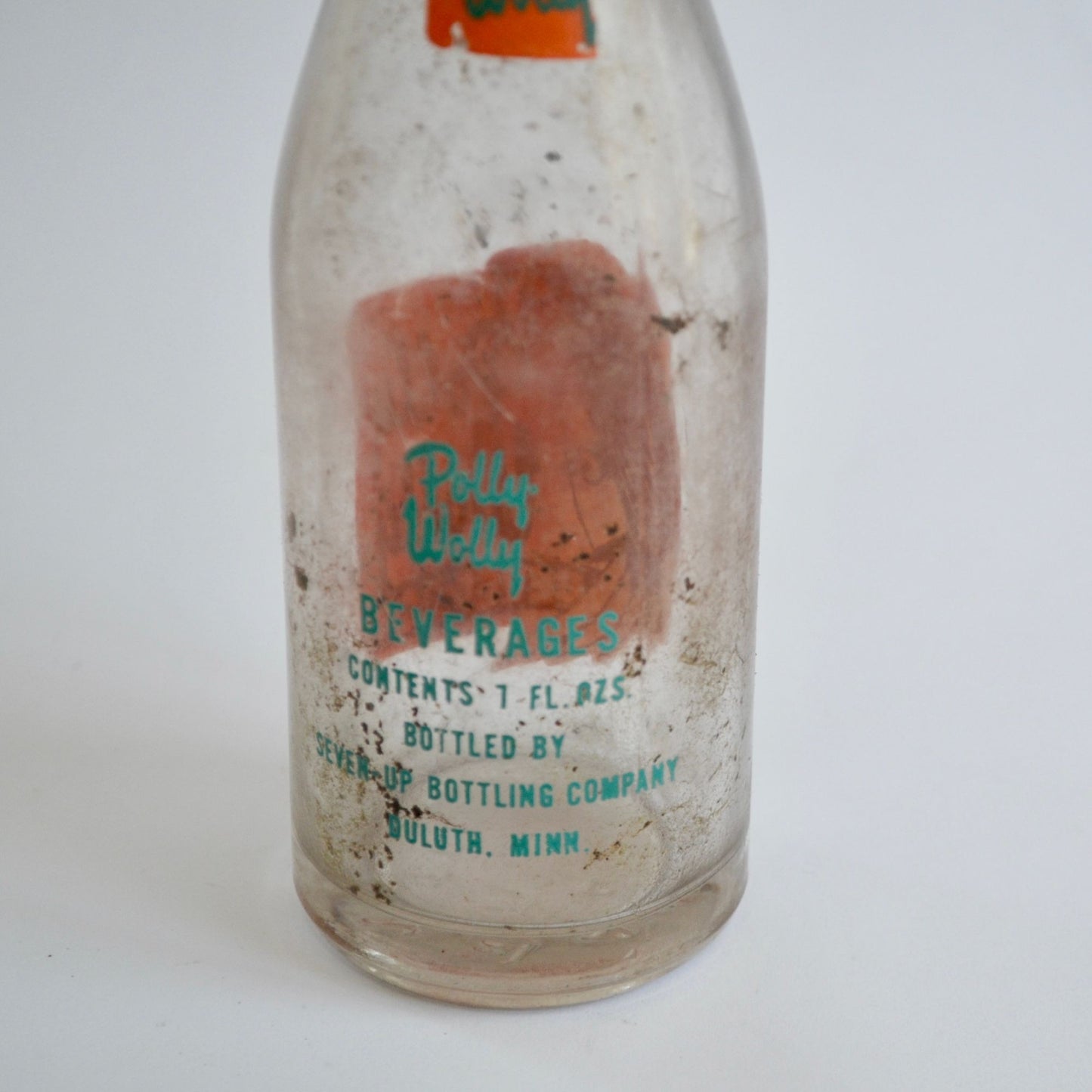 Vintage Polly Wolly Beverages Glass Bottle Seven-Up 7up Duluth, MN