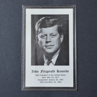 John Fitzgerald Kennedy Memorial Prayer Card 1963 Sealed Laminated