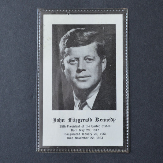 John Fitzgerald Kennedy Memorial Prayer Card 1963 Sealed Laminated