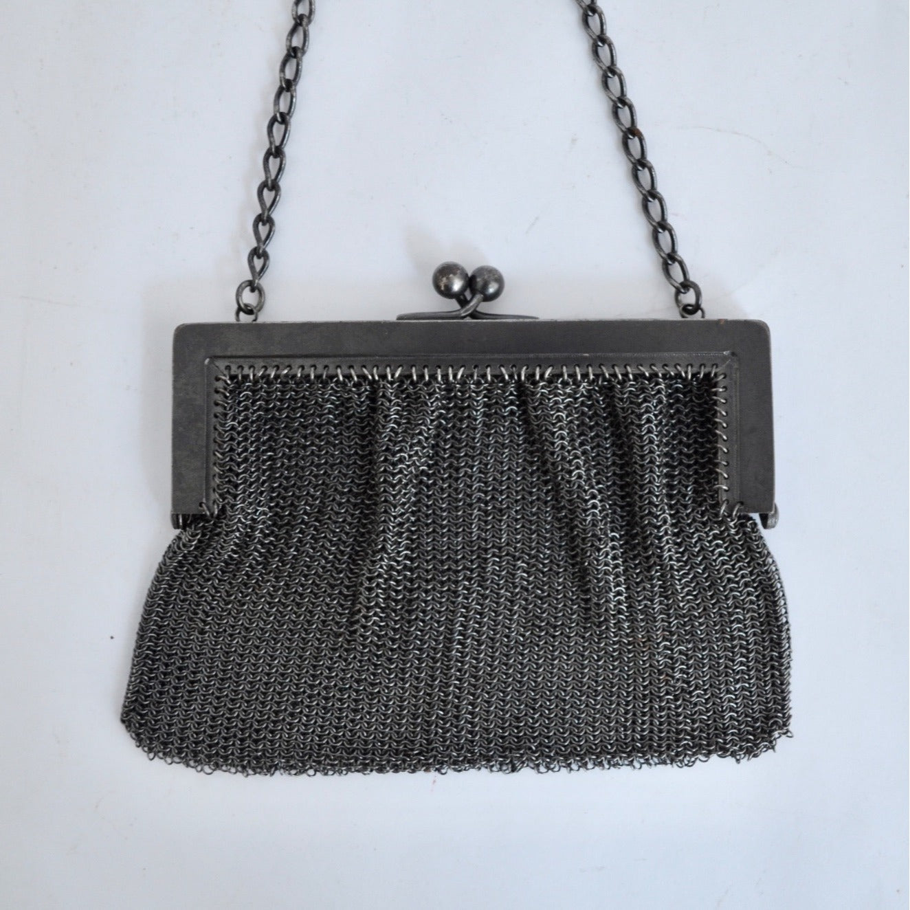 Vintage Art Deco Gunmetal Mesh Bag Purse Small