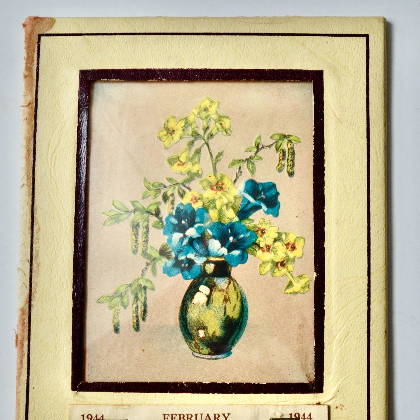 1944 Vintage Wall Calendar Flowers in Vase McKenzie