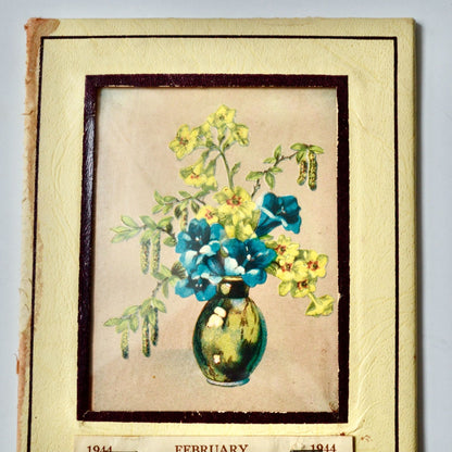 1944 Vintage Wall Calendar Flowers in Vase McKenzie