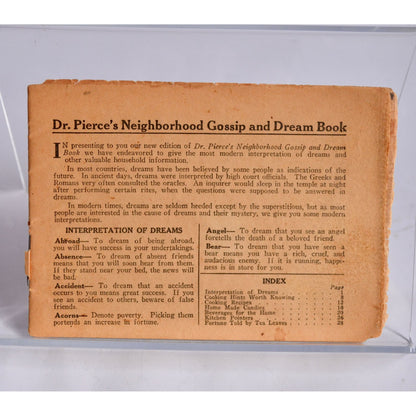 Dr Pierce's Neighborhood Gossip and Dream Book Vintage Front Cover Missing