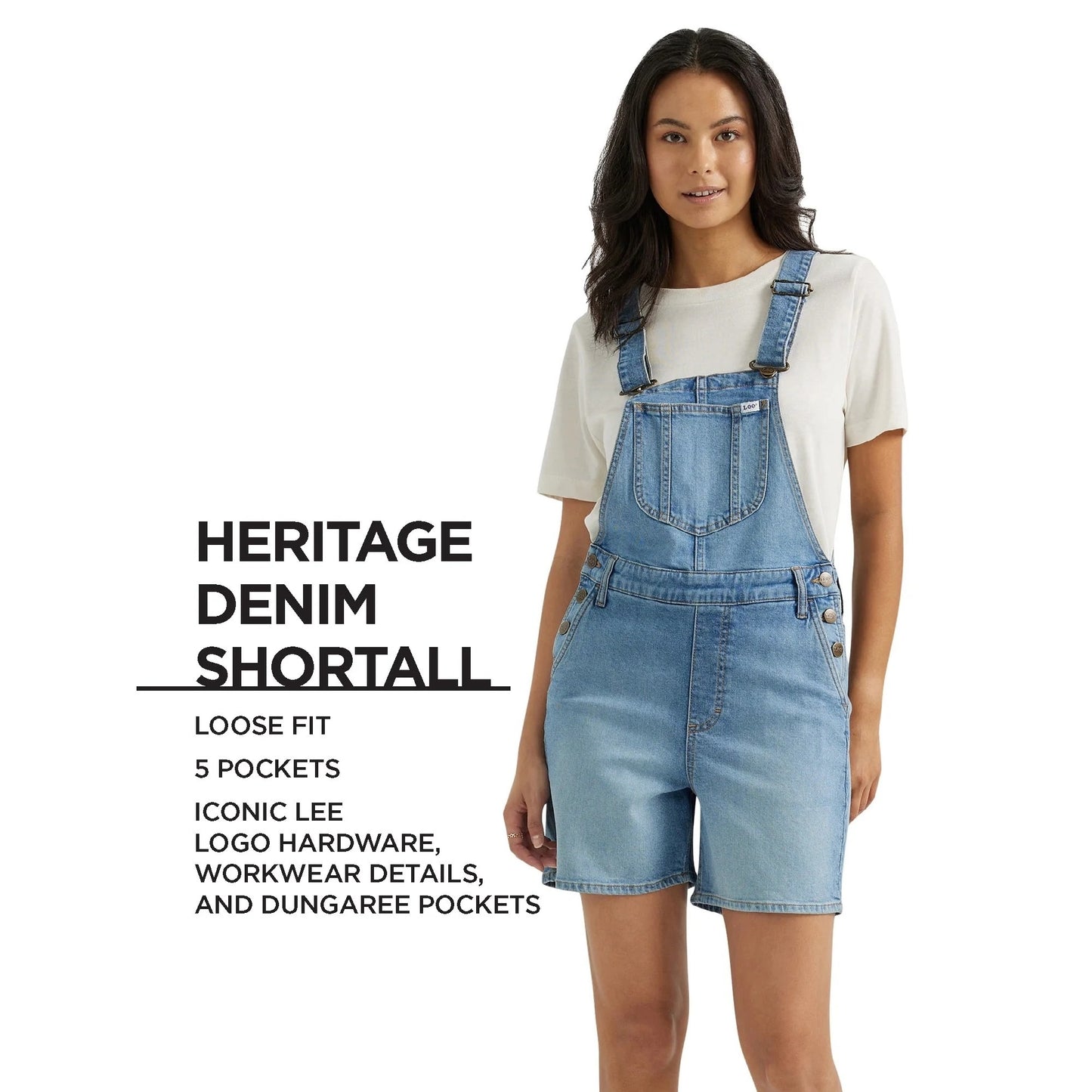 Lee Heritage Denim Shortall Overalls Women's XL New Indigo Valley