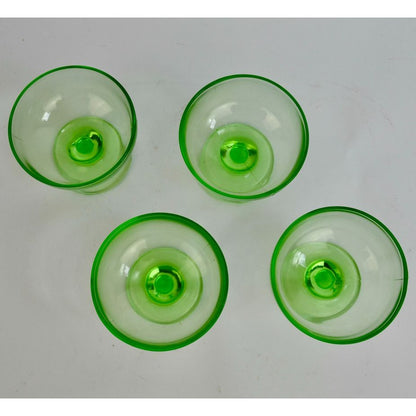 Hazel Atlas Ovide Sherbet Uranium Vaseline Green Glass Cups Vintage