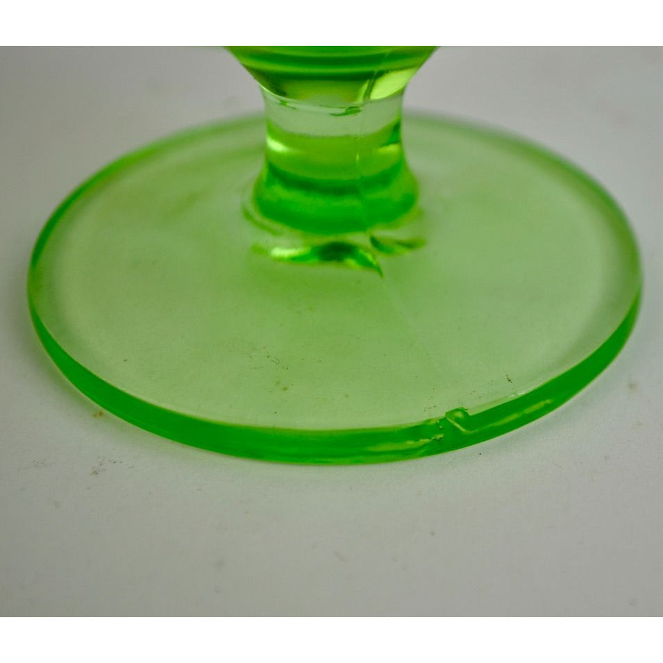 Hazel Atlas Ovide Sherbet Uranium Vaseline Green Glass Cups Vintage