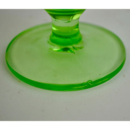 Hazel Atlas Ovide Sherbet Uranium Vaseline Green Glass Cups Vintage