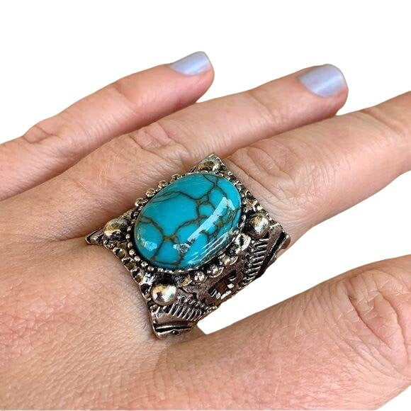 New Boho Silver Turquoise Ring