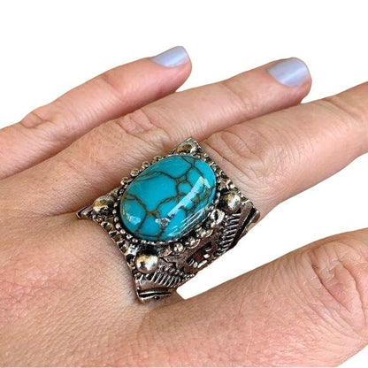New Boho Silver Turquoise Ring