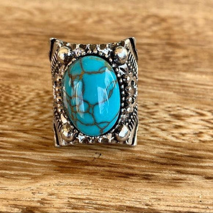 New Boho Silver Turquoise Ring