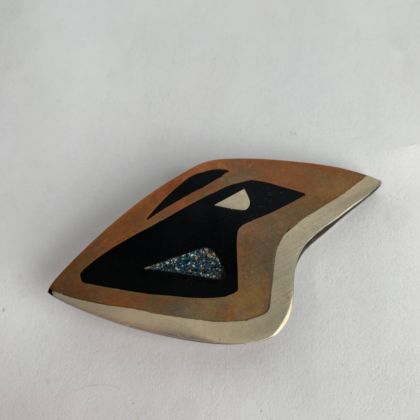 Vintage Sterling 925 Mexico Inlay Brooch Pin 1950s 1960s