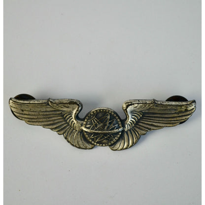 Vintage Silver Pilot Navigator Wings Pin 3" Silver Vietnam Era? Army Air Force