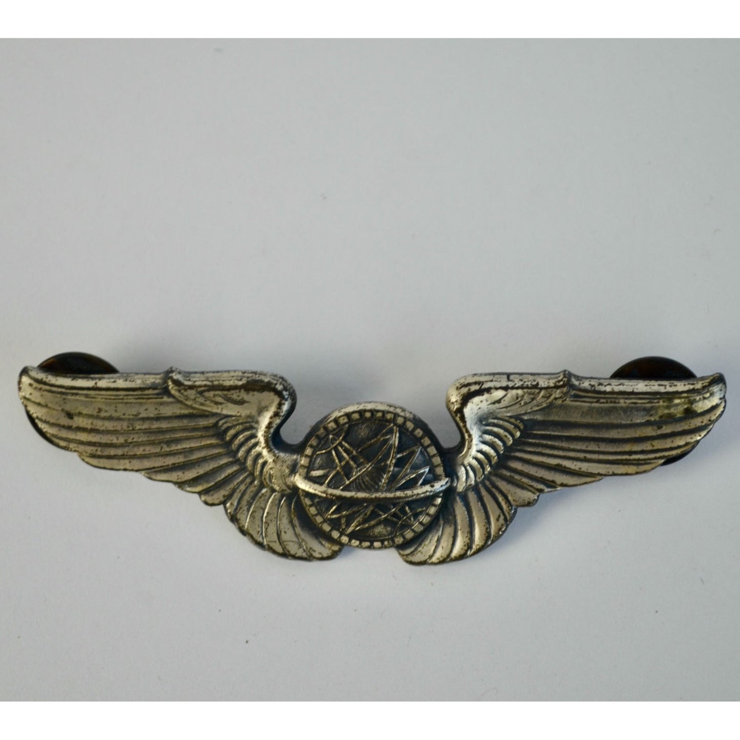 Vintage Silver Pilot Navigator Wings Pin 3" Silver Vietnam Era? Army Air Force