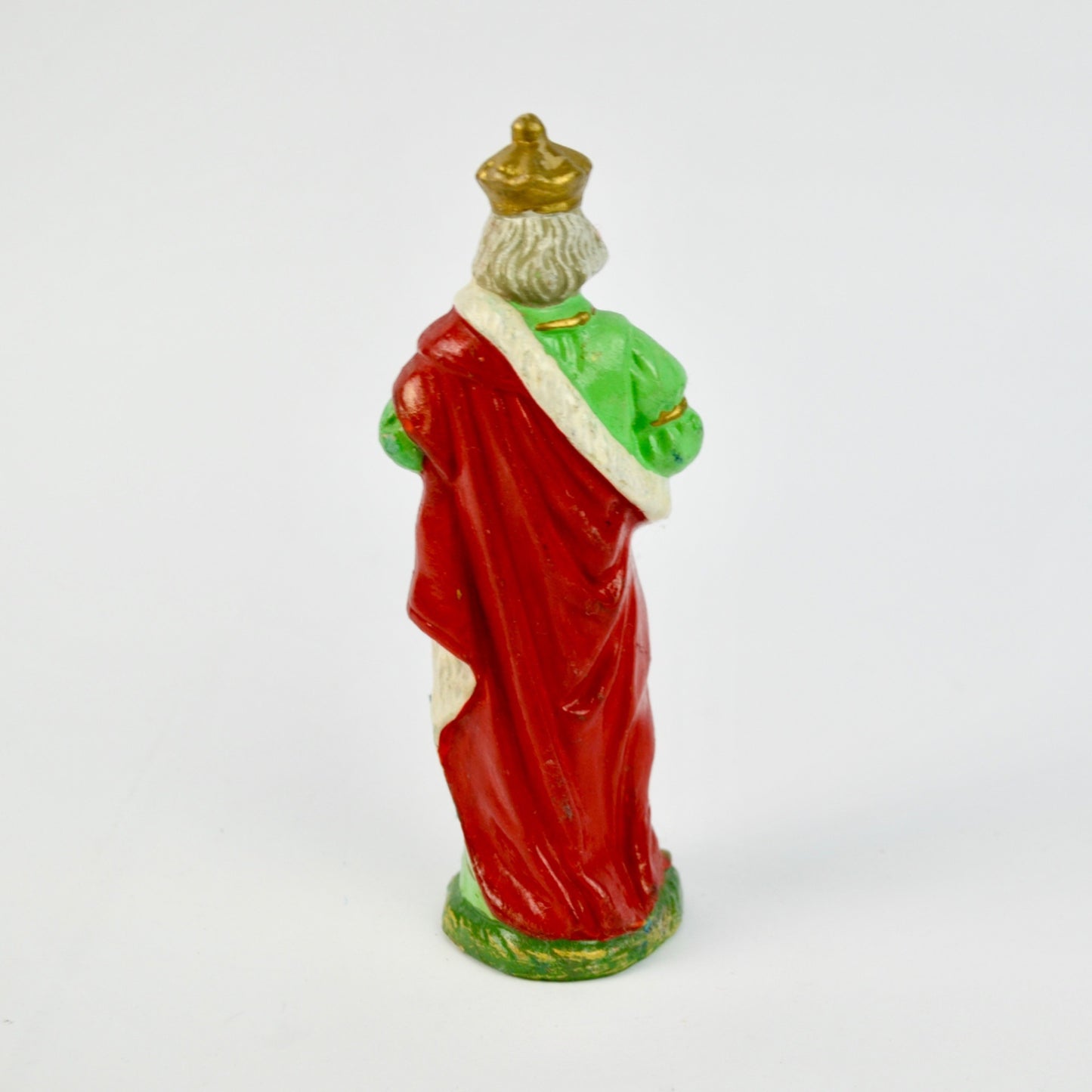 Vintage Hand-Painted Wise Man Figurine For Nativity Scene 6" Tall Red Green Gold