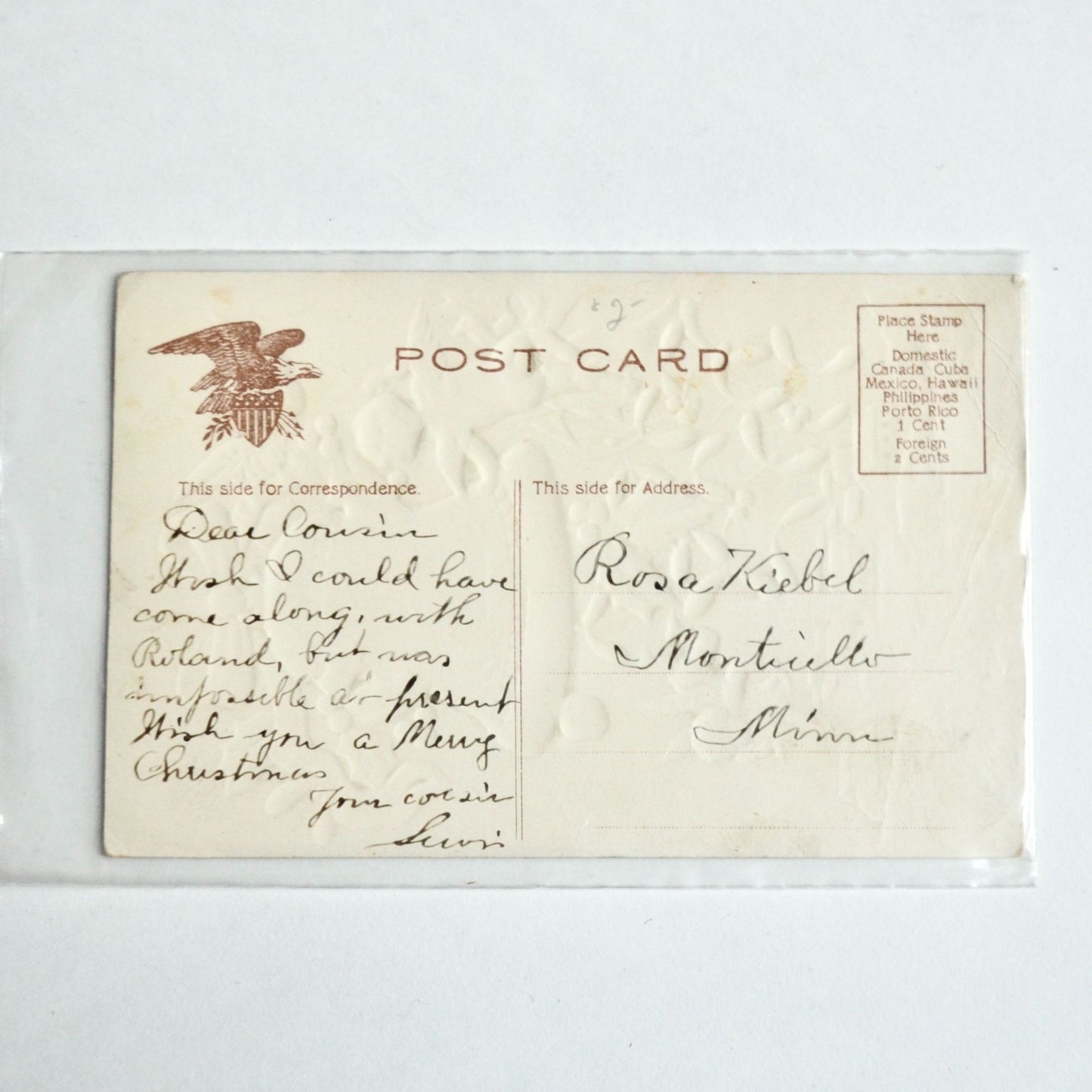 Antique Early 1900s A Merry Christmas Postcard