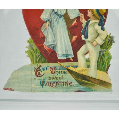 Vintage Valentine Card Ever Thine sweet Valentine Man in Boat