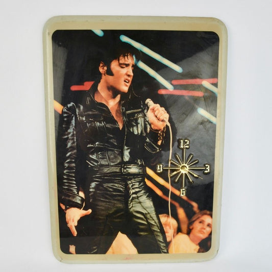 Vintage Elvis Presley NONWORKING OOAK Large Wall Clock Black Jumpsuit Comeback