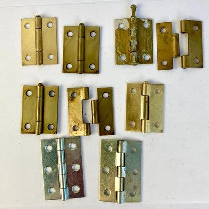 Lot Vintage Brass Steel Cabinet Butt Hinges Antique