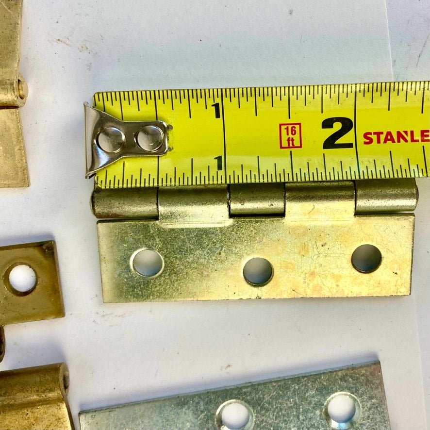 Lot Vintage Brass Steel Cabinet Butt Hinges Antique