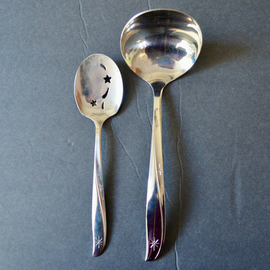 Oneida Community Stainless Twin Star MCM Atomic Serving Slotted Spoons