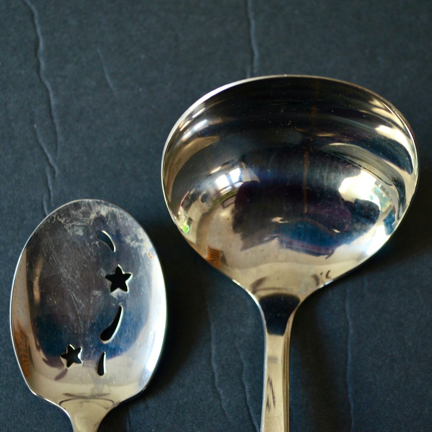 Oneida Community Stainless Twin Star MCM Atomic Serving Slotted Spoons