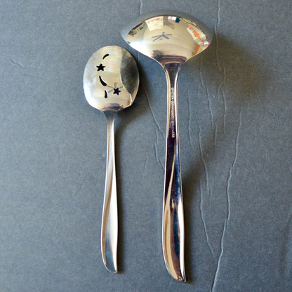 Oneida Community Stainless Twin Star MCM Atomic Serving Slotted Spoons