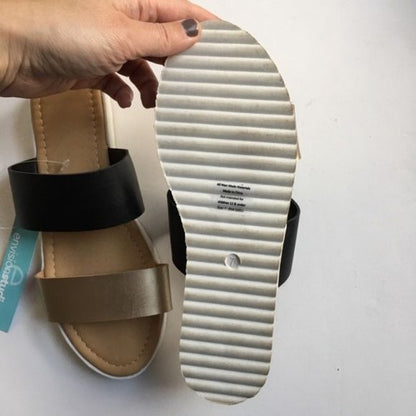 Envision Studio Black Gold Platform Sandals New