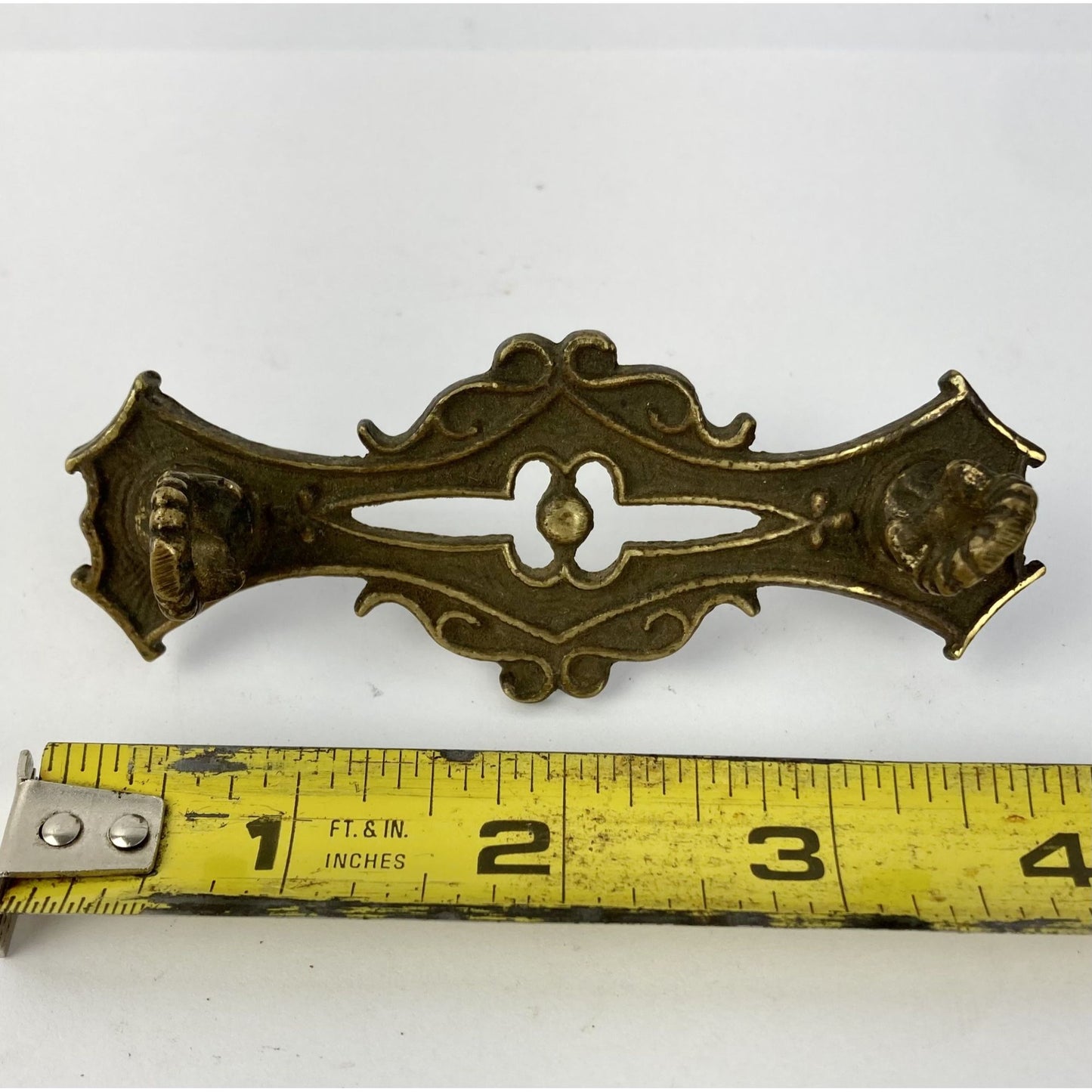 Antique Brass Drop-Bail Drawer Pull Ornate Victorian FOR PARTS OR REPAIR