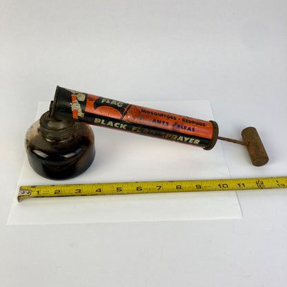 Vintage Black Flag Insect Bug Sprayer Glass Bottle