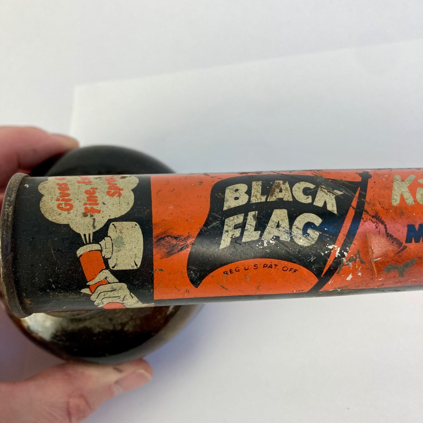 Vintage Black Flag Insect Bug Sprayer Glass Bottle