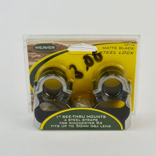 Weaver 49716 Scope Rings Matte Black 1" See-Thru Mounts for Winchester 94 NEW
