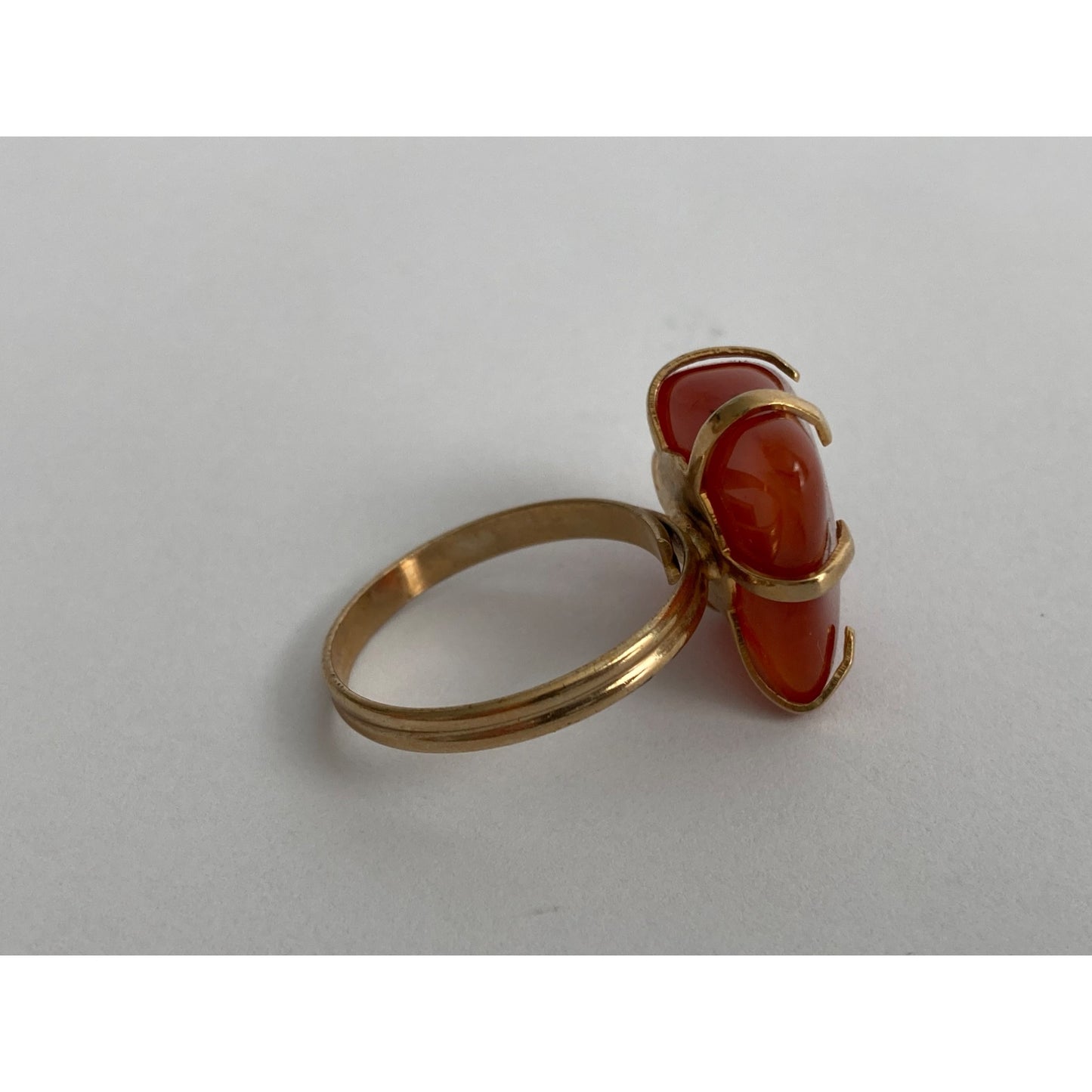 Vintage Estate Find Polished Agate Gold Adjustable Ring