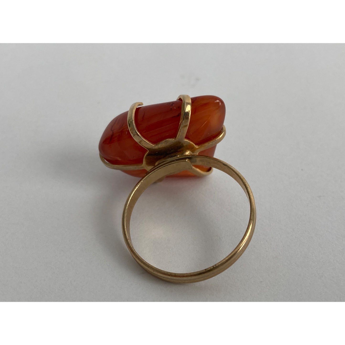 Vintage Estate Find Polished Agate Gold Adjustable Ring