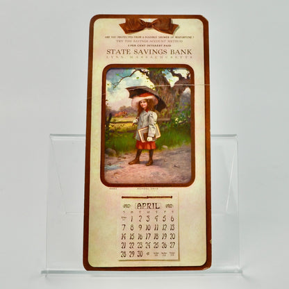 1912 Advertising Calendar April State Savings Bank Lynn Massachusetts