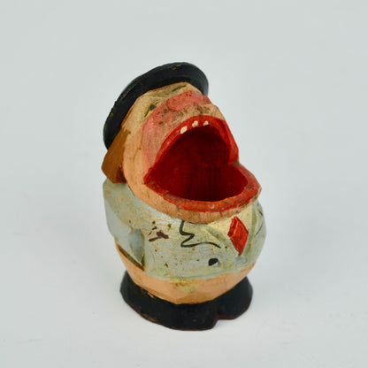 Anri? Big Mouth Toothpick Holder Man Handcarved Norwegian