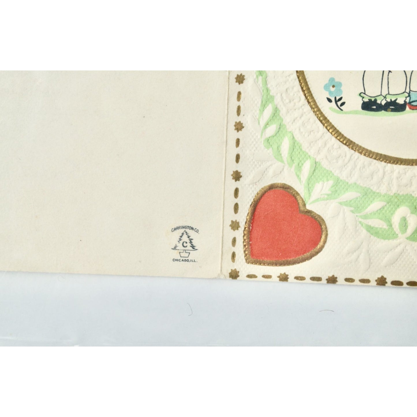 Vintage Valentine Card Carrington Co. Boy Girl Heart