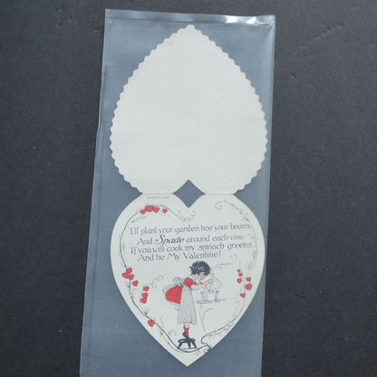 Vintage Red Heart Laser Cut Valentine Card Cupid Shoveling
