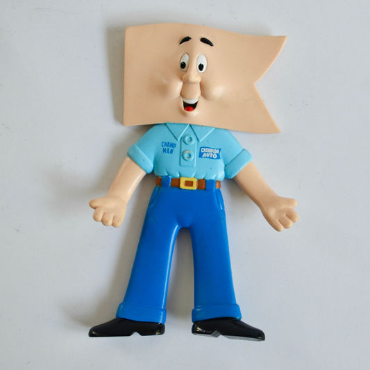 Vintage Champion Auto Stores Champ Man Bendable Rubber Advertising Figure