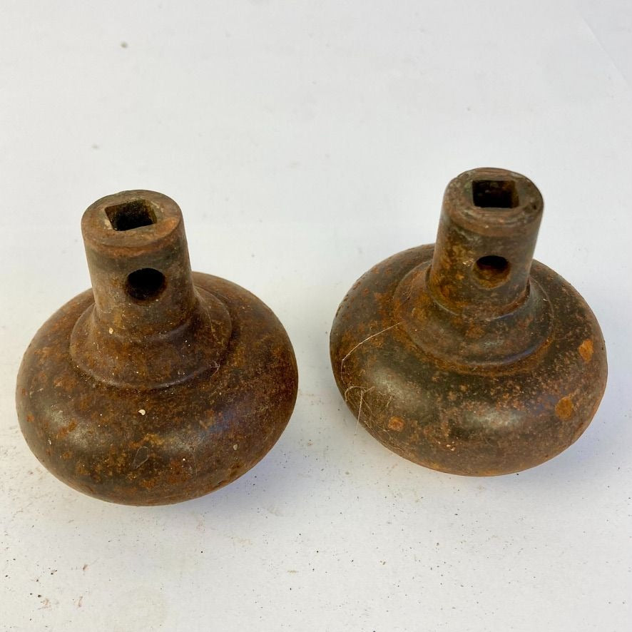 Lot 2 Antique Cast Iron Door Knobs 2.25" Vintage Ornate Passage