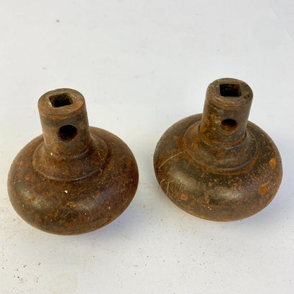 Lot 2 Antique Cast Iron Door Knobs 2.25" Vintage Ornate Passage