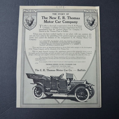 Antique 1911 Life Magazine Advertisement ER Thomas Motor Car Co & Firestone Tire