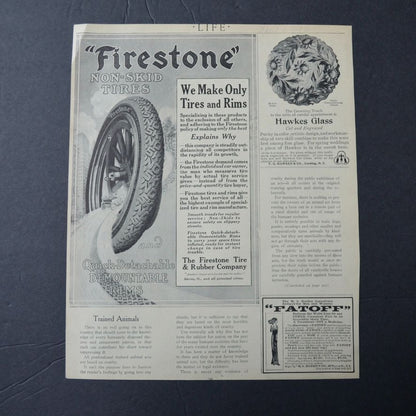 Antique 1911 Life Magazine Advertisement ER Thomas Motor Car Co & Firestone Tire